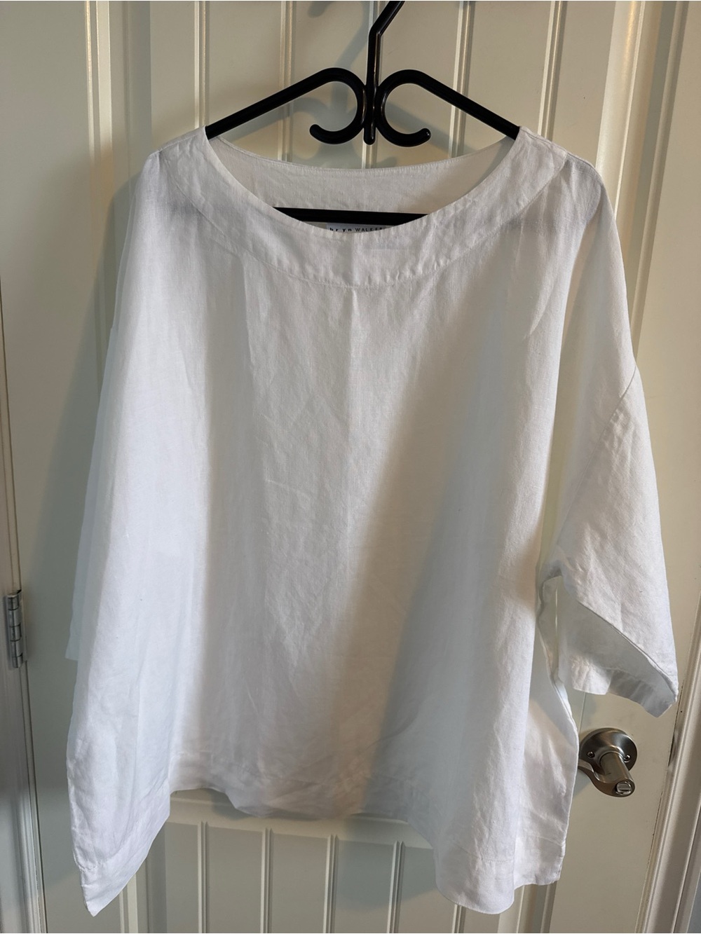 Bryn Walker 100% Linen White Oversized Boatneck Boxy Blouse Top Size Large